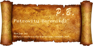 Petrovity Bereniké névjegykártya